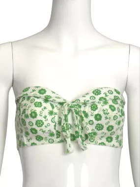 1950s Green & White Cotton Bra Top, Size-4