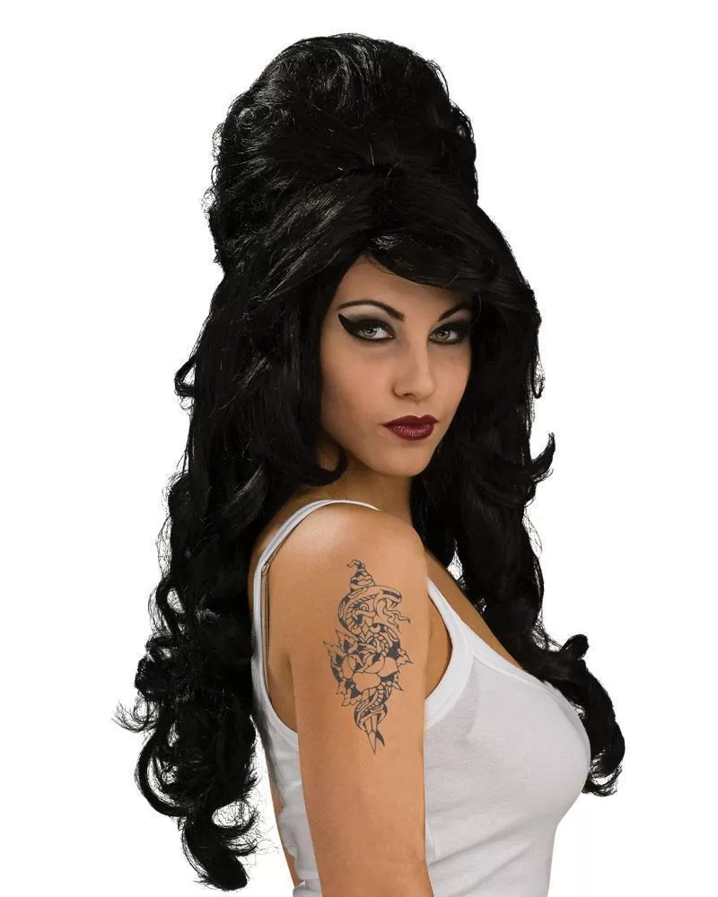 1960s Black Beehive Wig for Adults