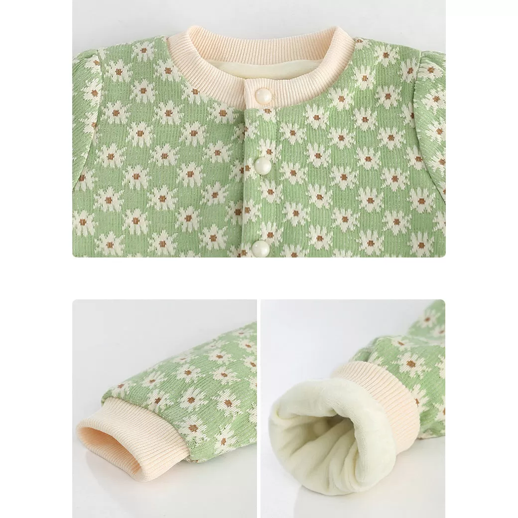 2 Pieces Set Baby Kid Girls Flower Print Cardigan And Solid Color Pants Wholesale 231019196