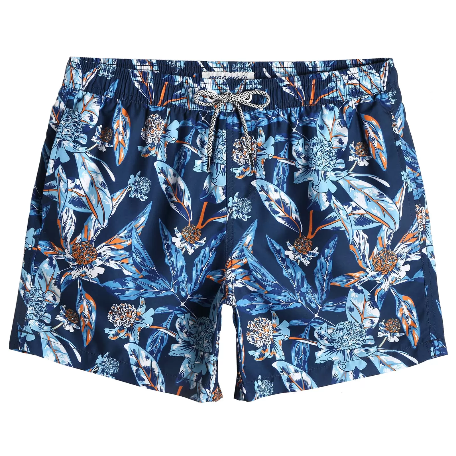 5.5 Inch Inseam Blue Ice Flower Swim Trunks