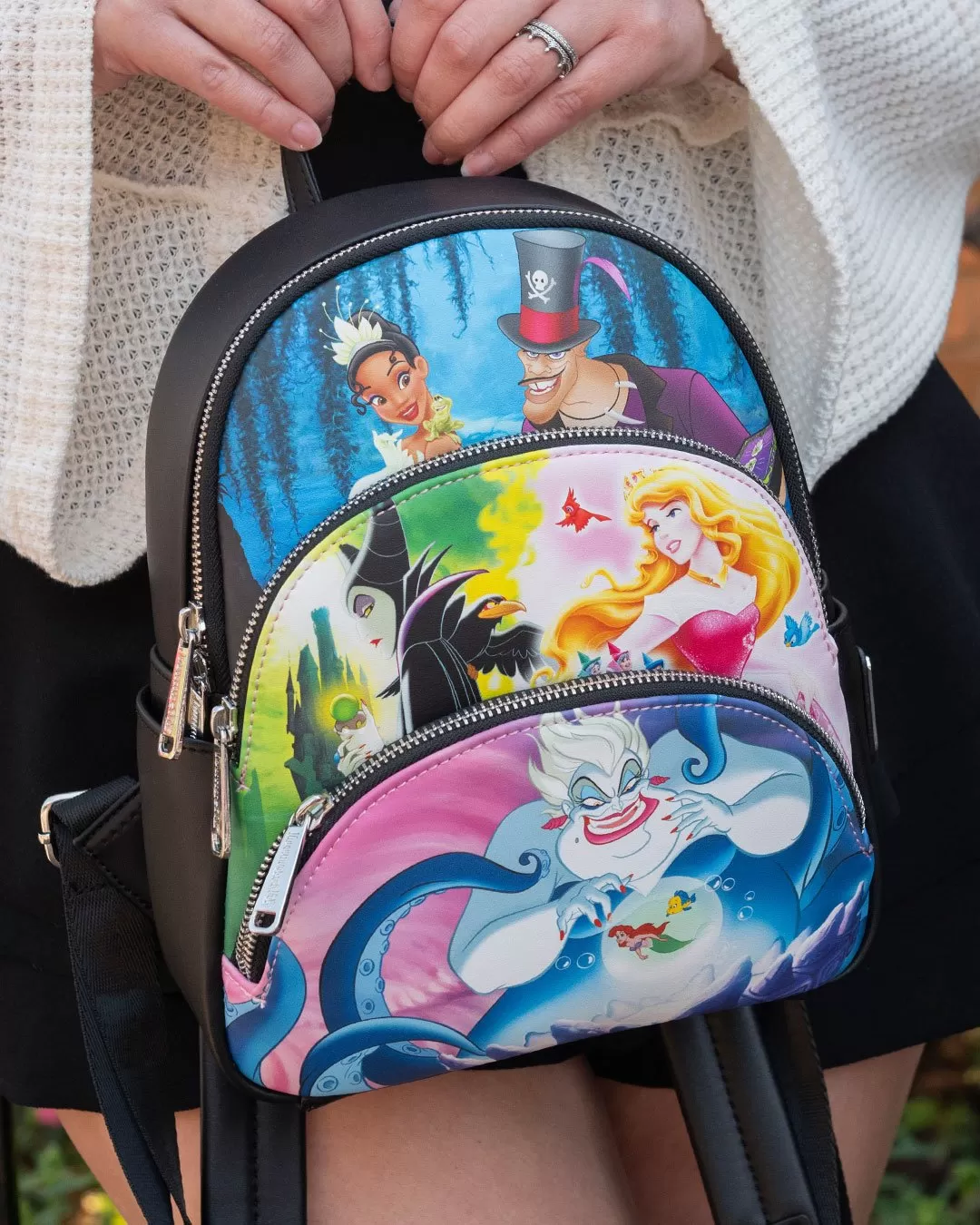 707 Street Exclusive - Loungefly Disney Princesses vs Villains Triple Pocket Mini Backpack