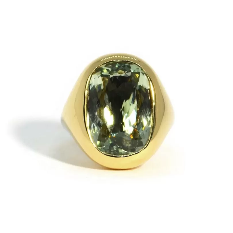 A & Furst - Essential - Cocktail Ring with Prasiolite, 18k Yellow Gold