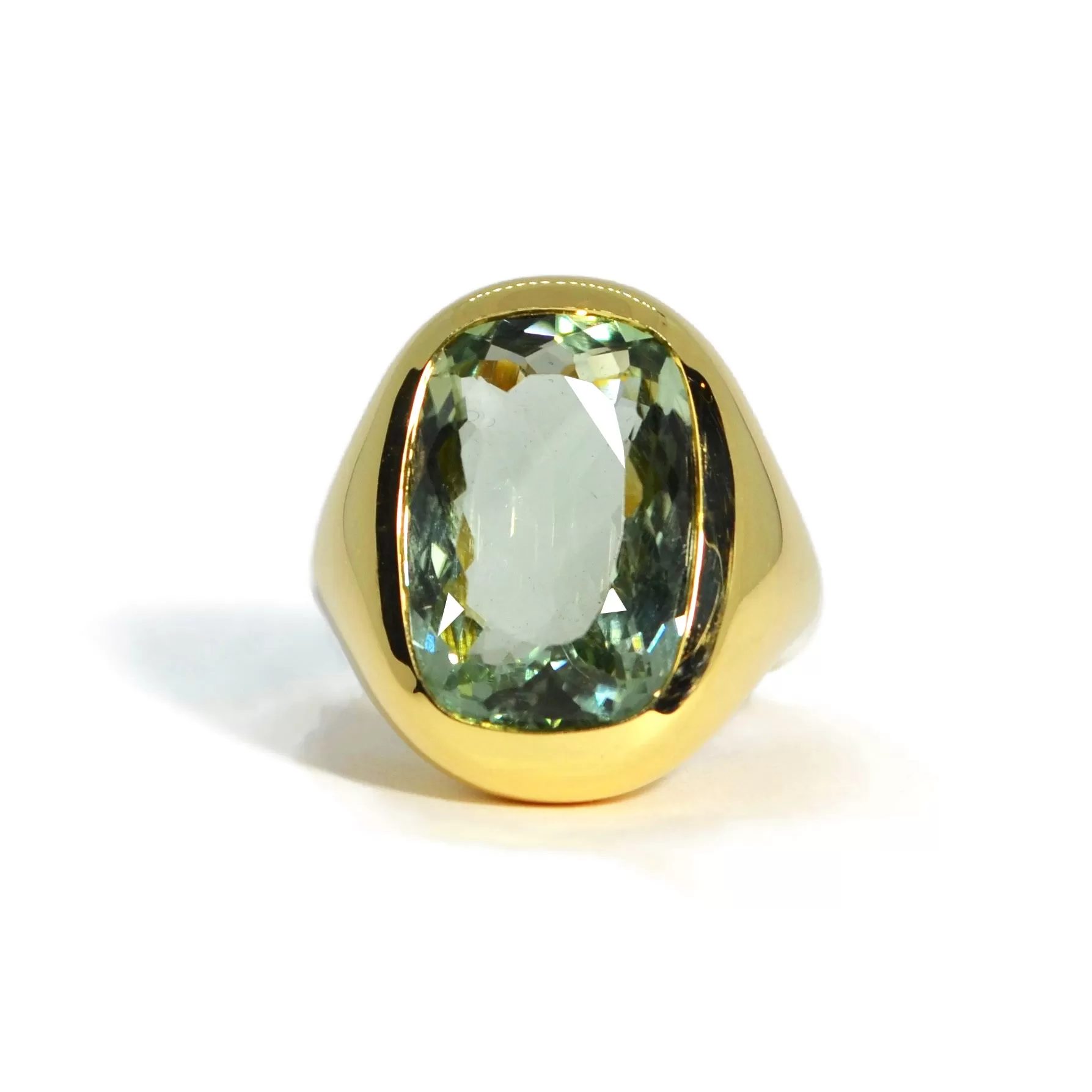 A & Furst - Essential - Cocktail Ring with Prasiolite, 18k Yellow Gold