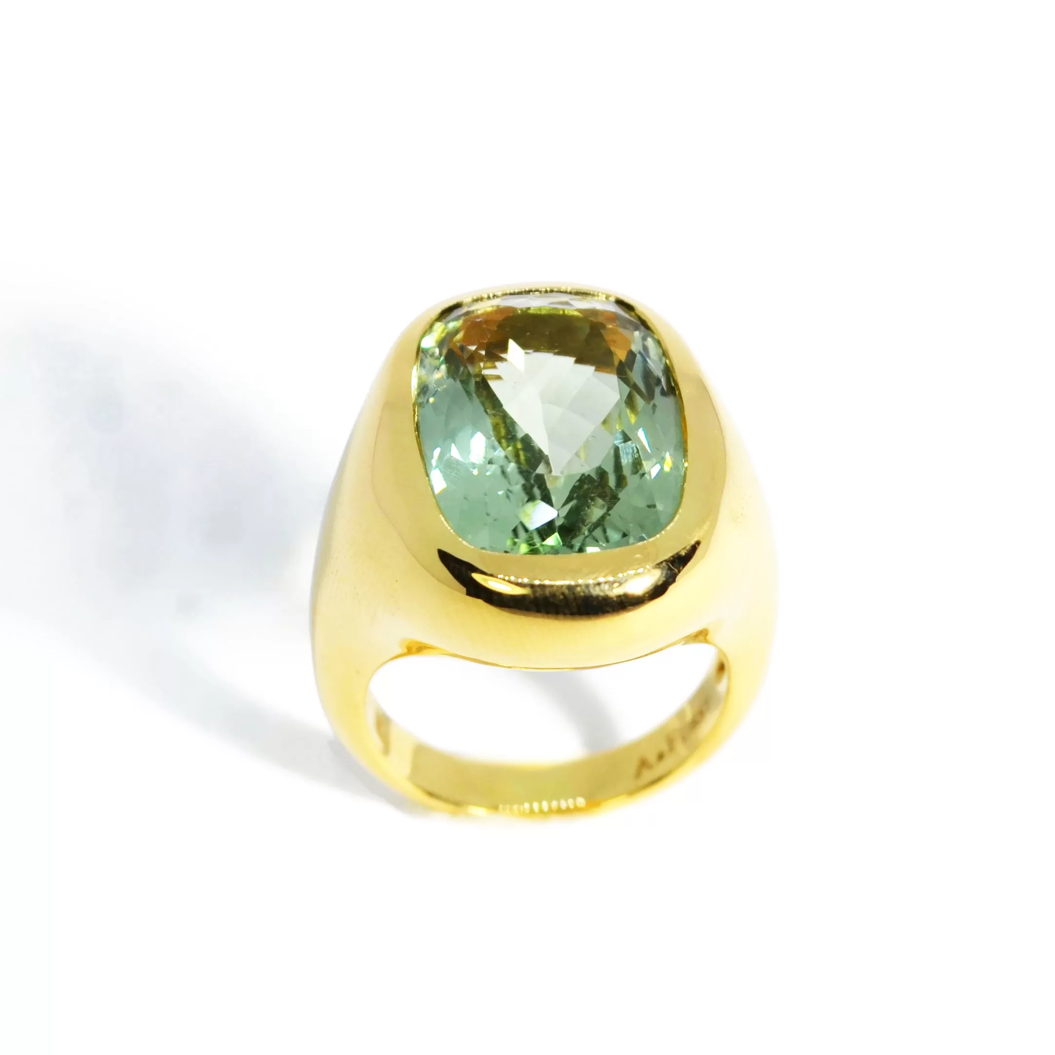 A & Furst - Essential - Cocktail Ring with Prasiolite, 18k Yellow Gold