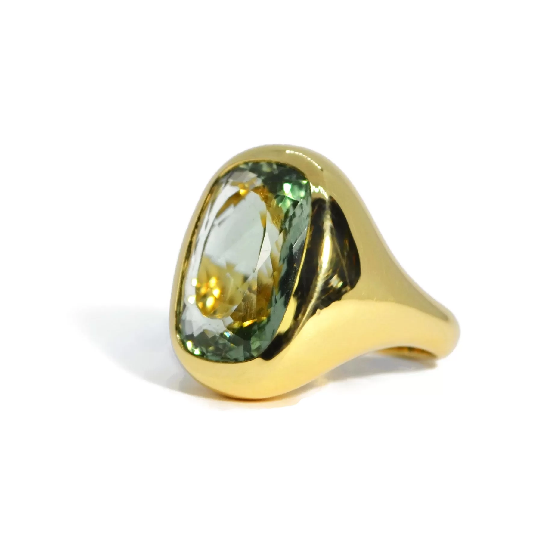 A & Furst - Essential - Cocktail Ring with Prasiolite, 18k Yellow Gold