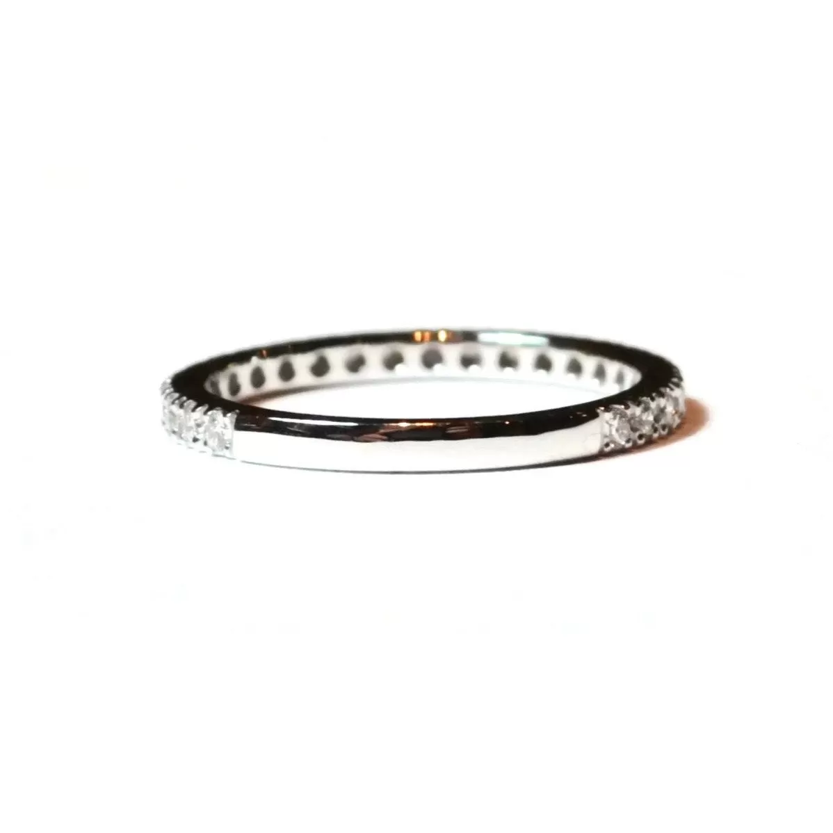 A & Furst - France Band Ring with White Diamonds on the 3/4, French-set, 18k White Gold