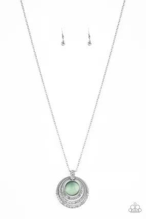 A Diamond A Day Green Cat's Eye Pendant Necklace - Paparazzi Accessories