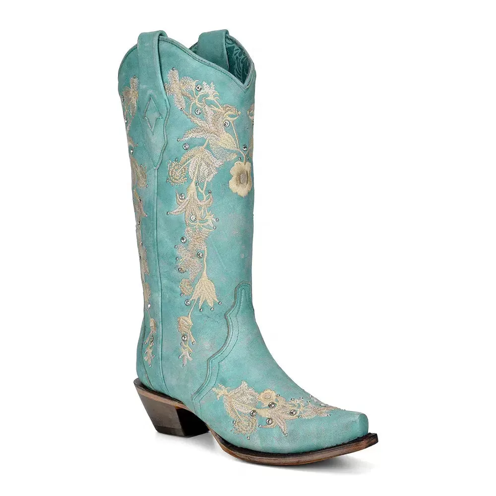 A4239 - Corral turquoise western cowgirl leather boots for women