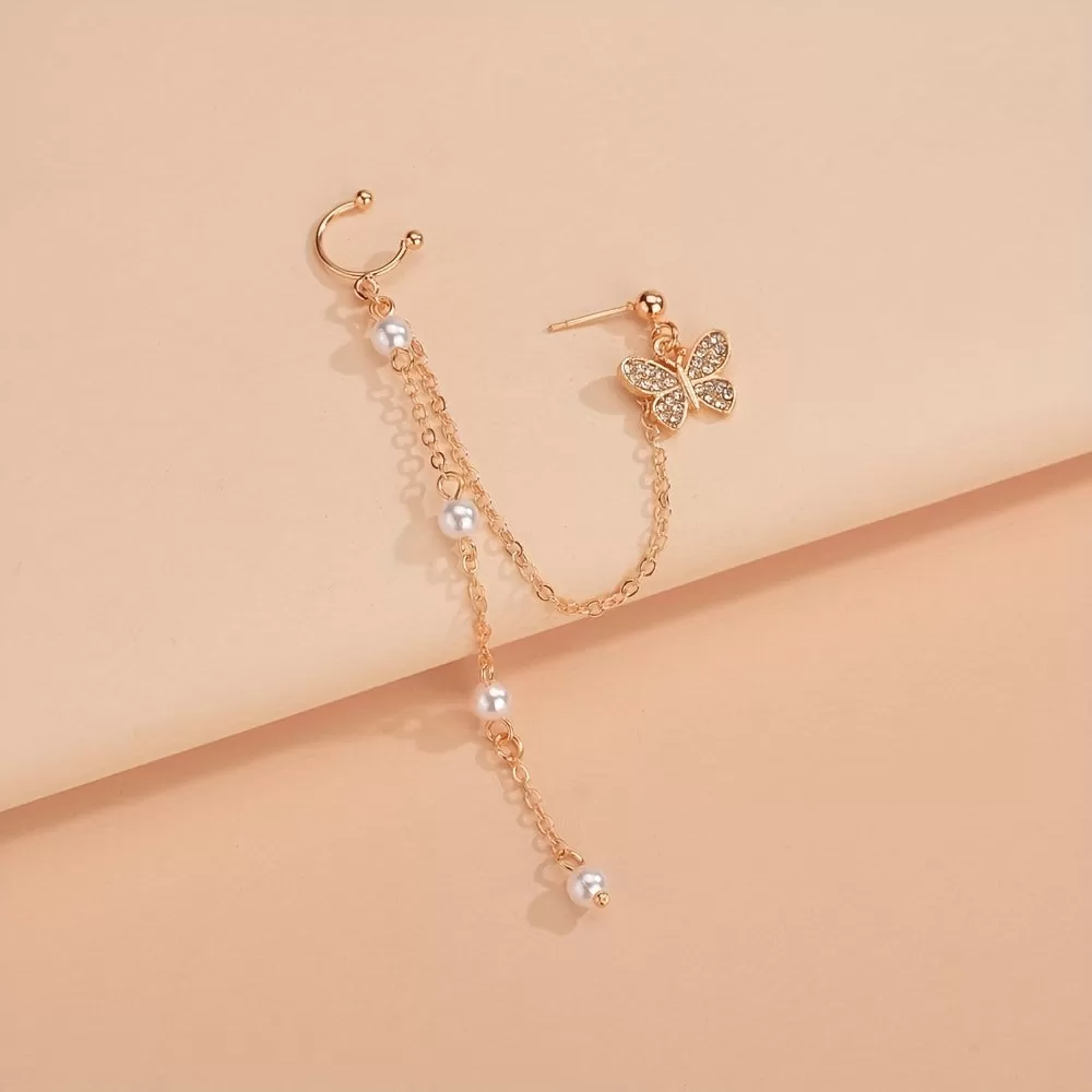 Add a touch of nature to your look with our Leaf Butterfly Tassel Ear Cuff Earrings for Women and Girls