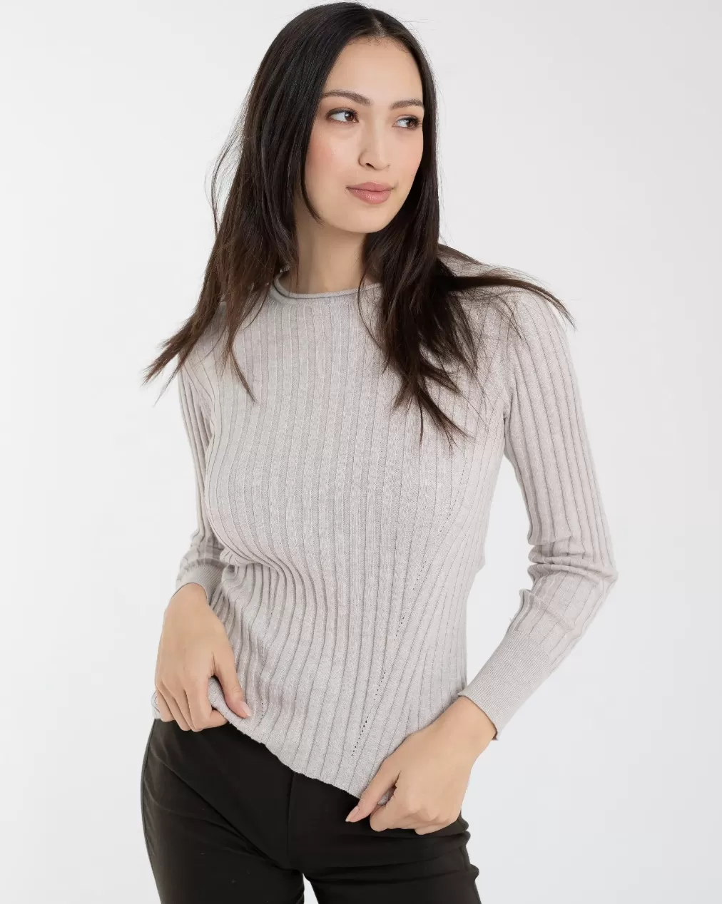 Alashan sweater, cotton cashmere ribbed crew (2 colors)