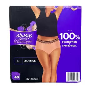 Always Discreet Boutique Incontinence Underwear, Maximum Absorbency, L (40 Ct)