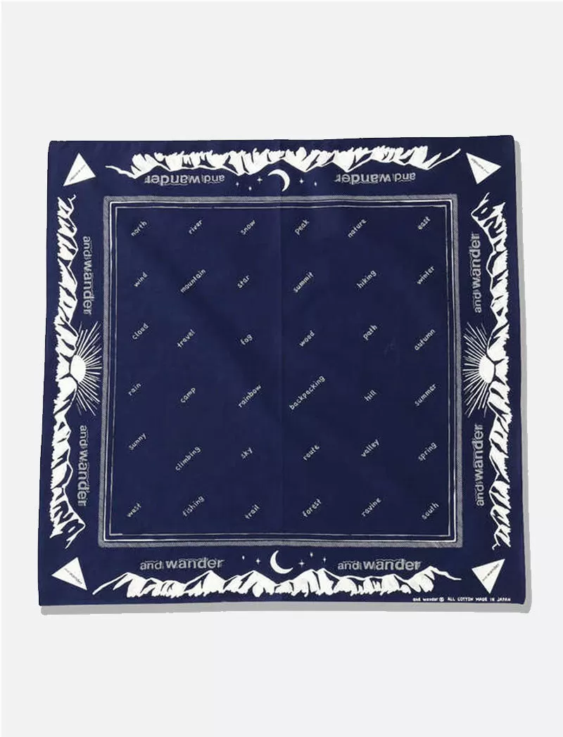 And Wander Reflective Words Bandanna Navy