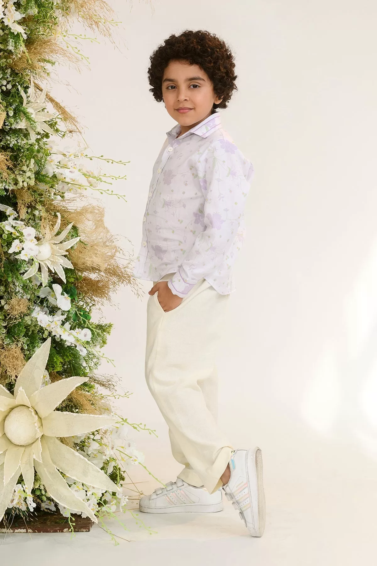 Aster Aroma- Printed Cotton Satin Shirt For Boys