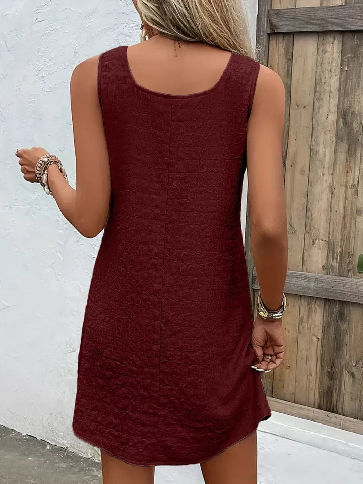 Asymmetrical Neck Sleeveless Dress