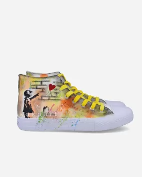 Banksy Girl with Balloon Graffiti Wall Hand Painted Shoes