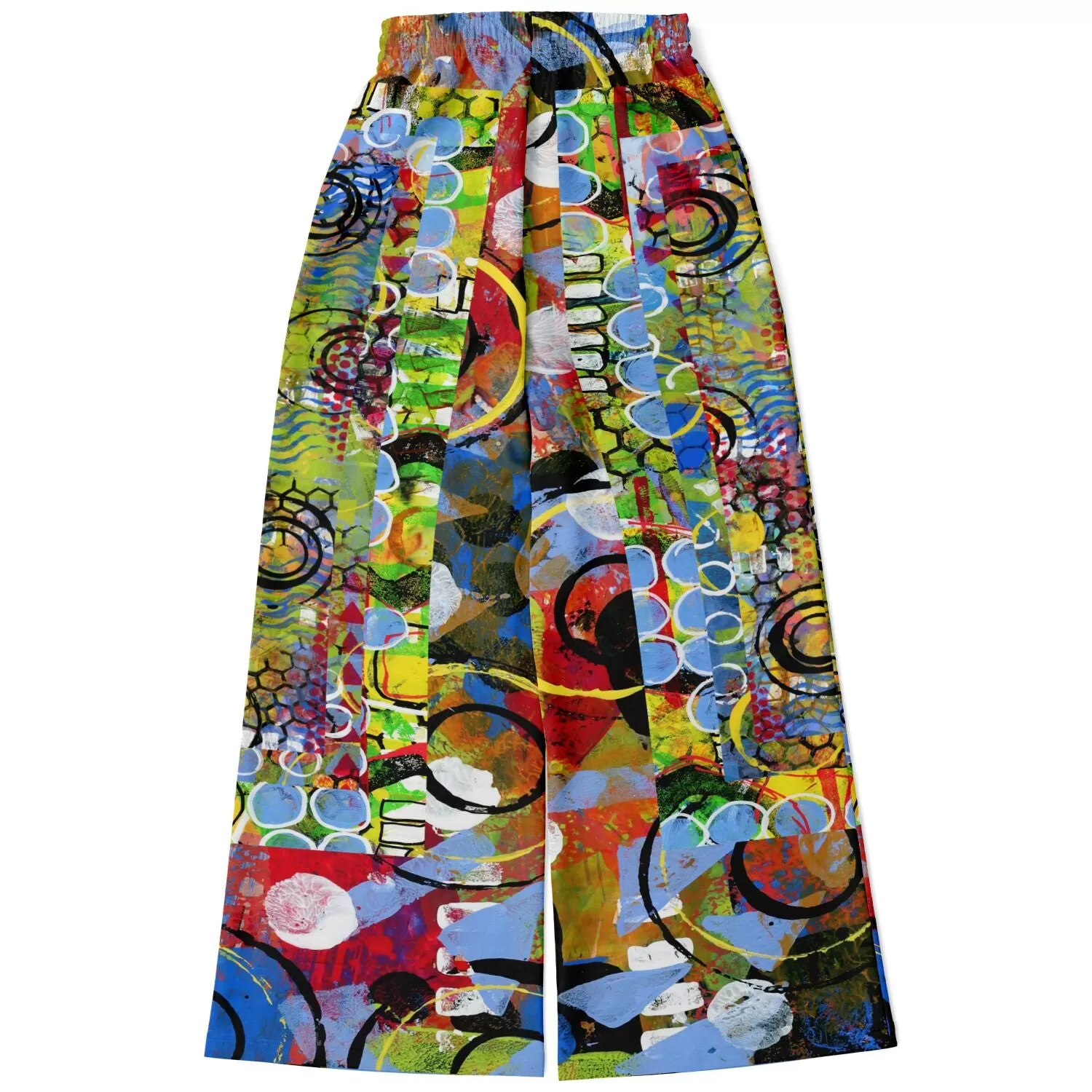 Barcelona Geometric Print Eco-Poly Stretchy Phat Bellbottoms