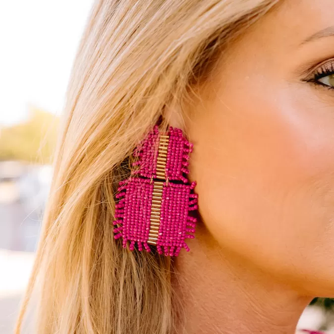 Beaded Bliss Square Drop Earrings