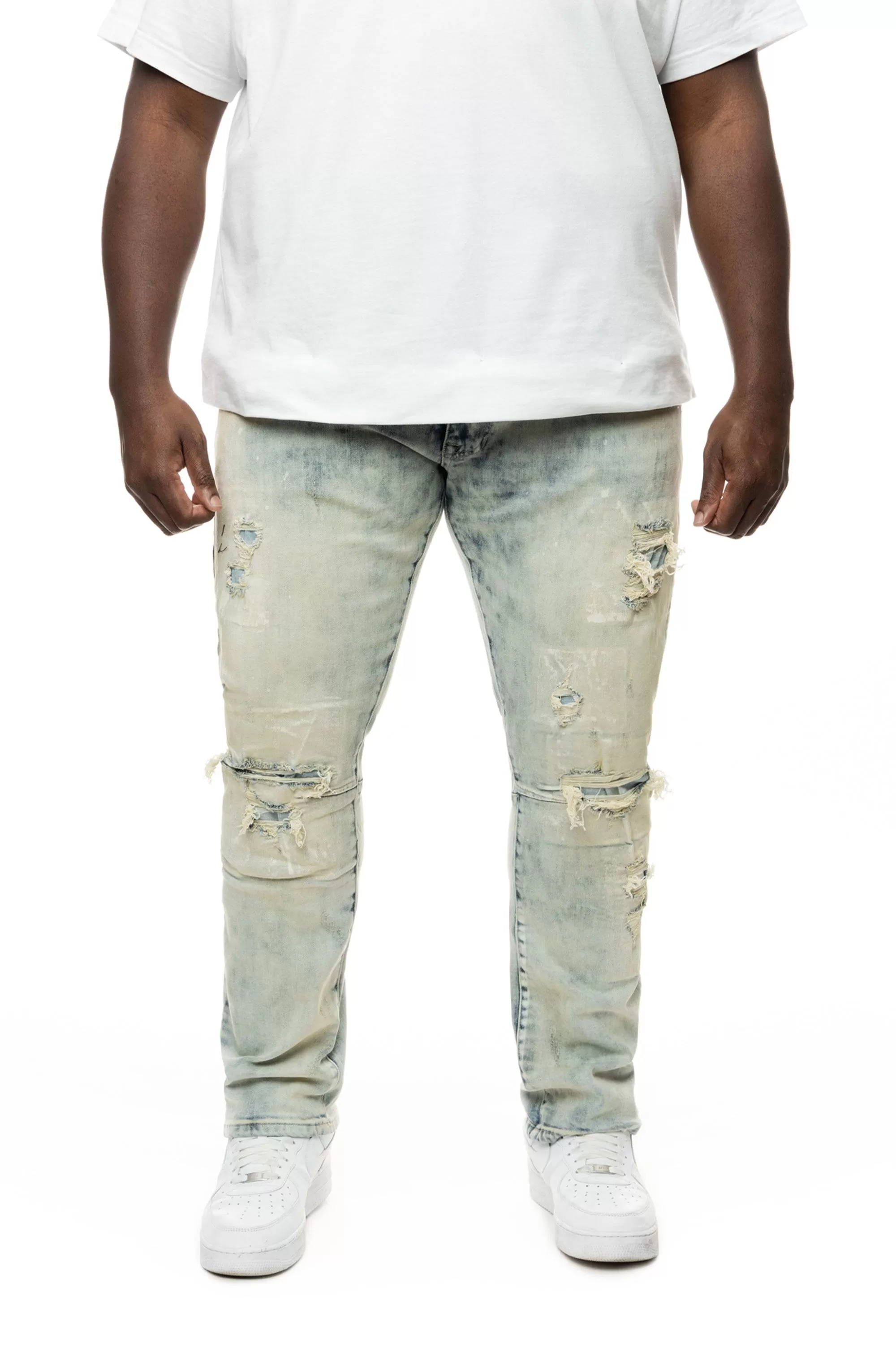 Big and Tall Patch Washed Jeans- Mojave Blue