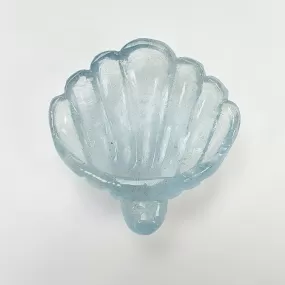 BLUE AQUAMARINE Gemstone Carving  : 18.20cts Natural Untreated Aqua Hand Carved Sea Shell 25.5*25mm (With Video)