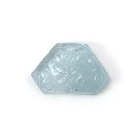 BLUE AQUAMARINE Gemstone Carving  : 32.05cts Natural Untreated Both Side Aqua Hand Carved Uneven Shape 29*19mm