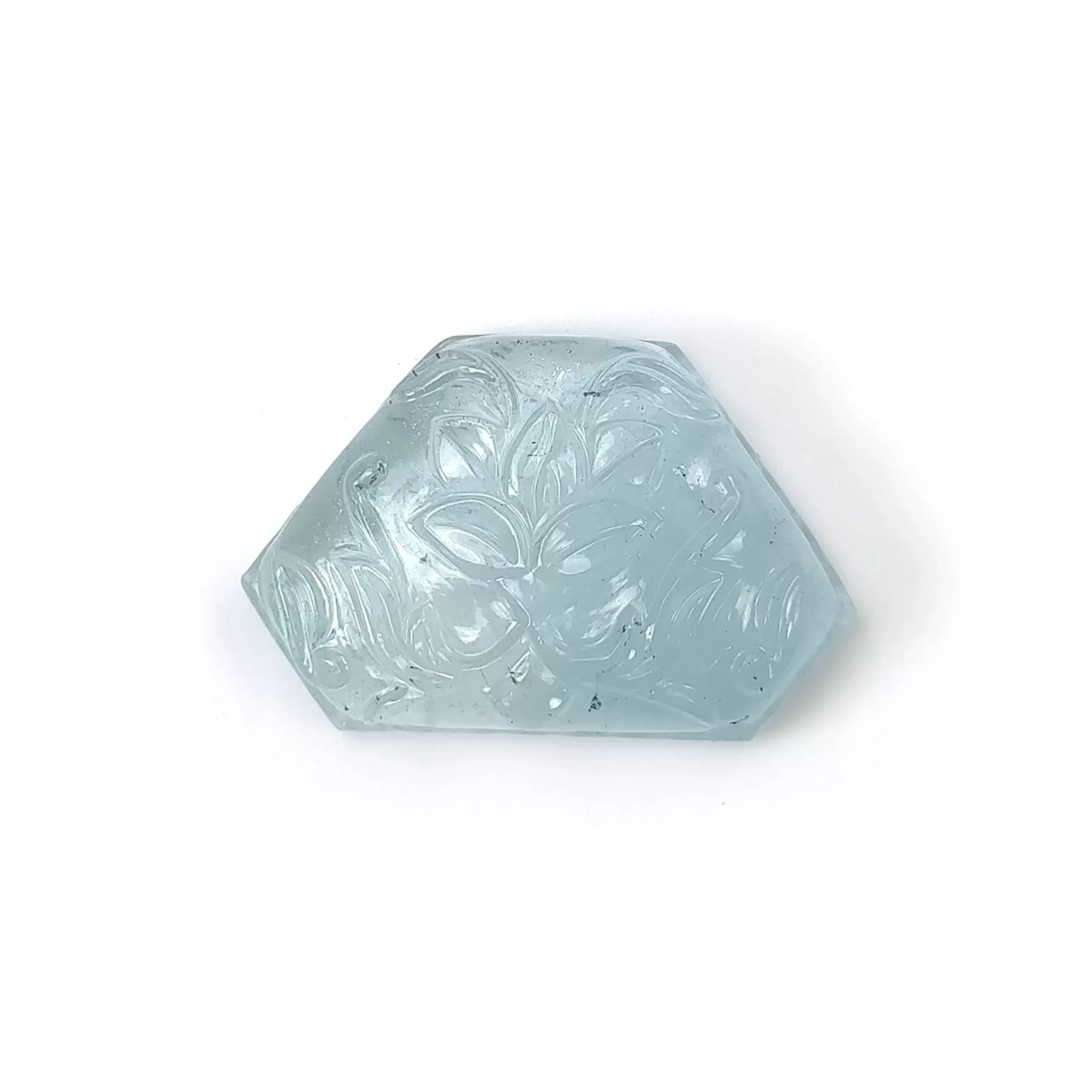 BLUE AQUAMARINE Gemstone Carving  : 32.05cts Natural Untreated Both Side Aqua Hand Carved Uneven Shape 29*19mm