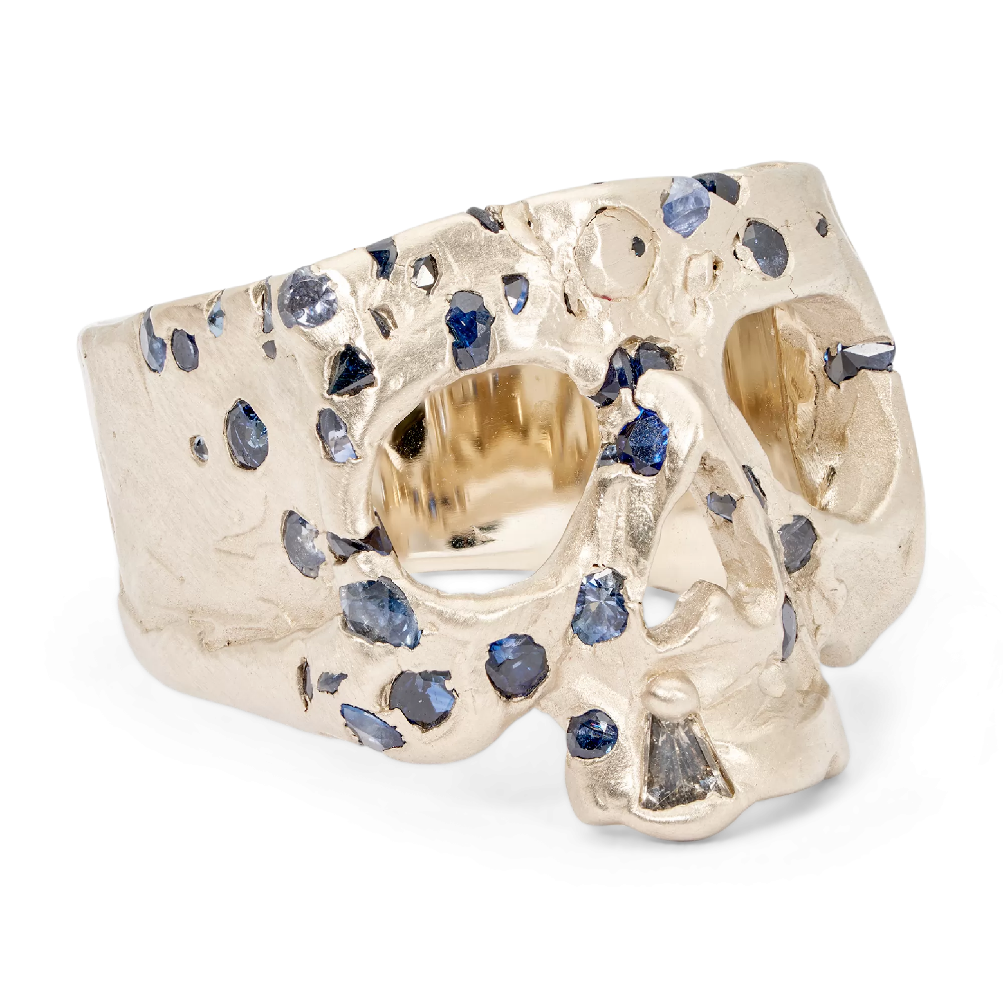 Blue Confetti Skull Ring in White - Size 6.5 - 11244