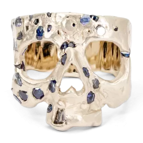 Blue Confetti Skull Ring in White - Size 6.5 - 11244