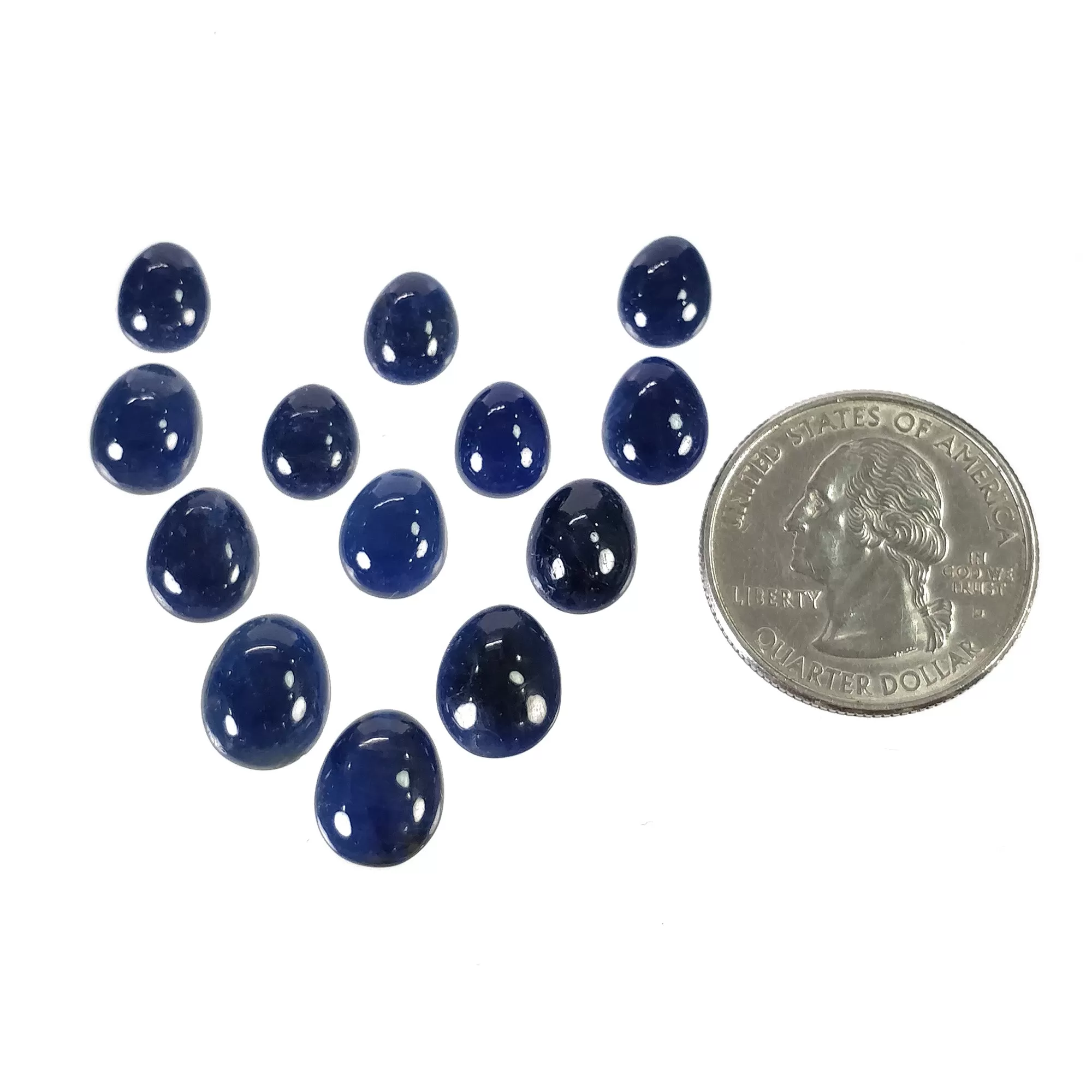 BLUE SAPPHIRE Gemstone Cabochon : 38.95cts Natural Untreated Unheated Sapphire Egg Shape 11*9mm - 8.5*7mm 13pcs