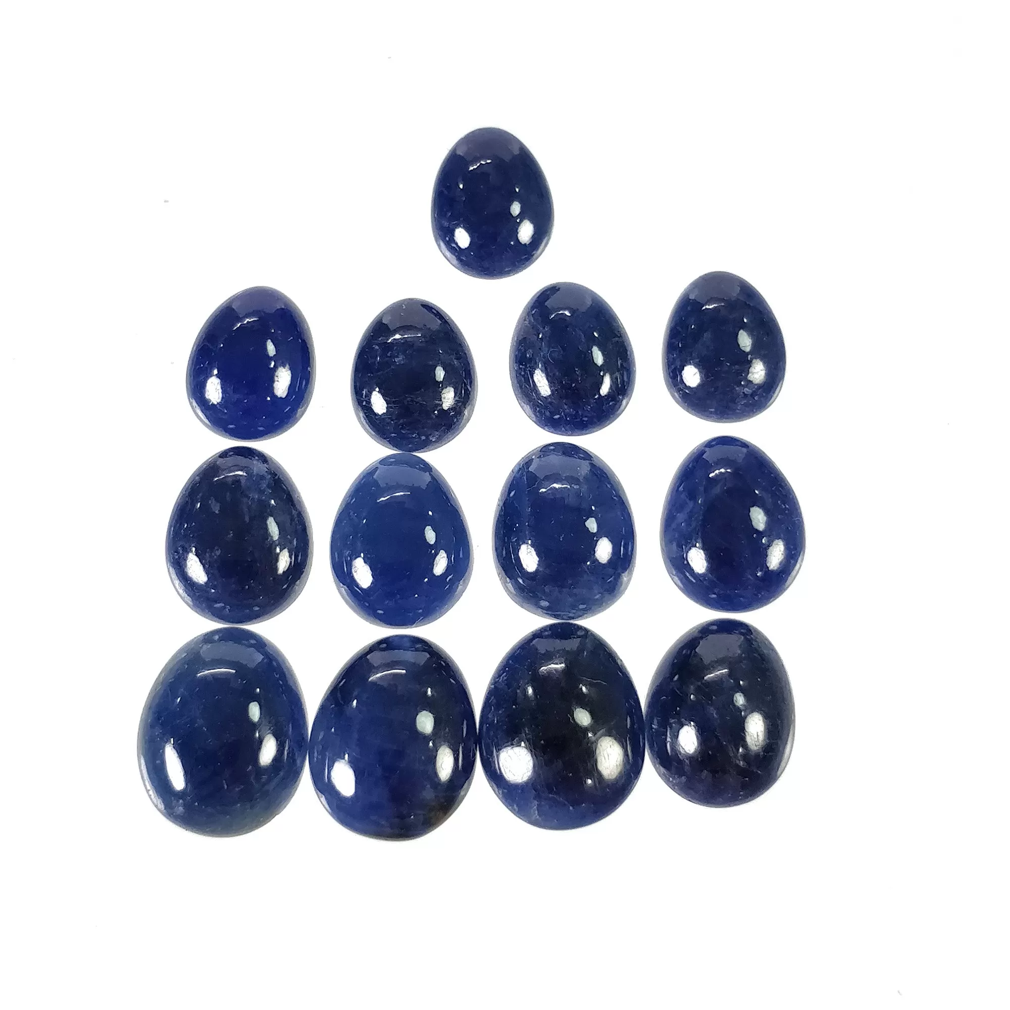 BLUE SAPPHIRE Gemstone Cabochon : 38.95cts Natural Untreated Unheated Sapphire Egg Shape 11*9mm - 8.5*7mm 13pcs