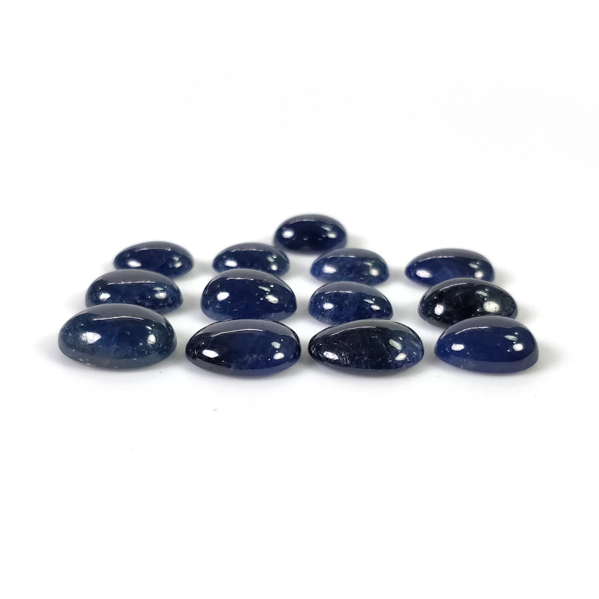 BLUE SAPPHIRE Gemstone Cabochon : 38.95cts Natural Untreated Unheated Sapphire Egg Shape 11*9mm - 8.5*7mm 13pcs