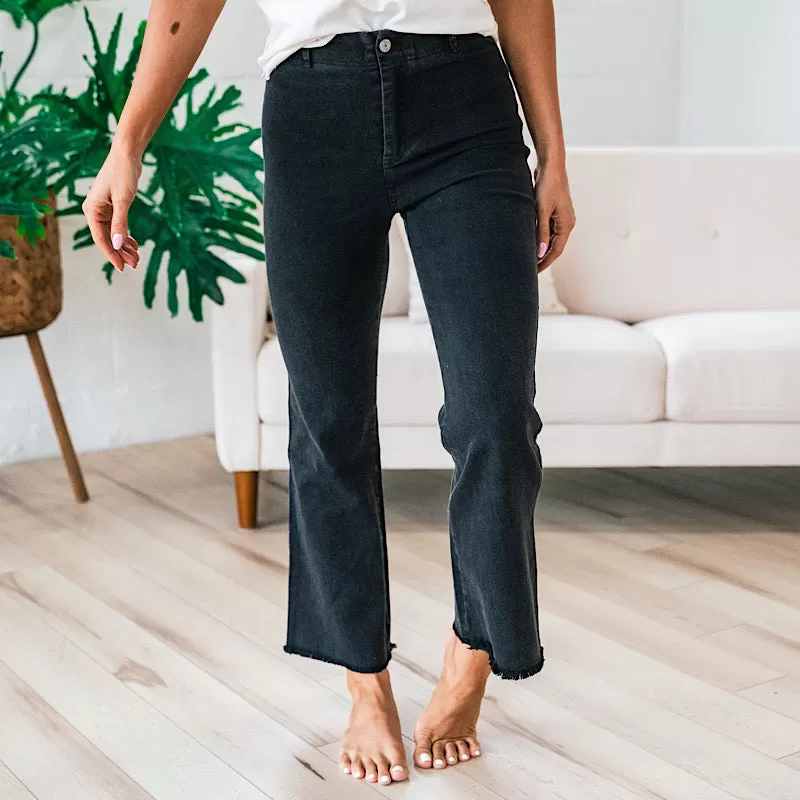 Bristol Wide Leg Crop Pants - Black