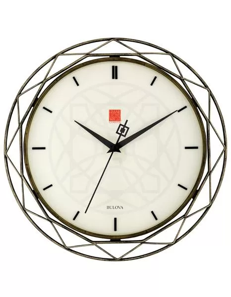 Bulova Frank Lloyd Wright Luxfer Prism Wall Clock - Bronze Frame - Sweep Seconds