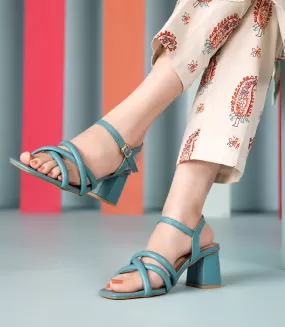 BW9382-TEAL-Women Sandal Heel