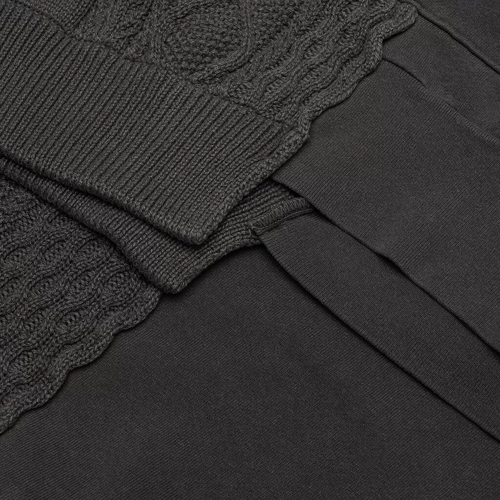 Cable Knit Reconstructed Hoodie - Washed Black