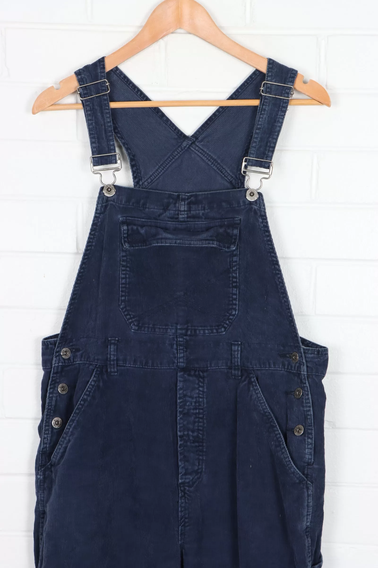 Canyon River Blues Navy Corduroy Long Overalls (S-M)