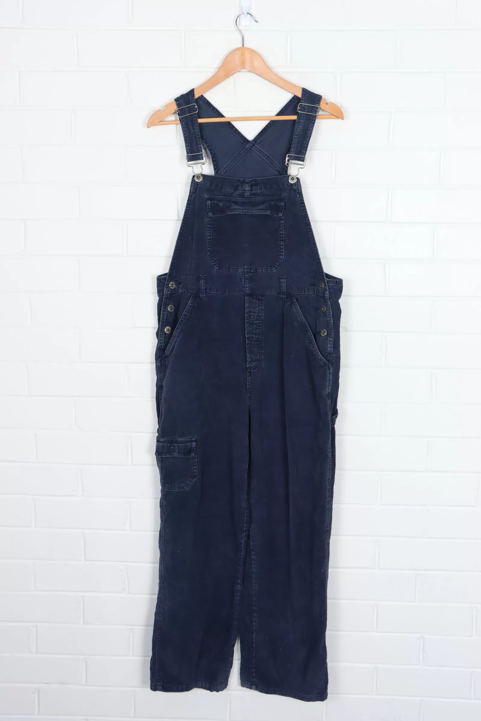 Canyon River Blues Navy Corduroy Long Overalls (S-M)