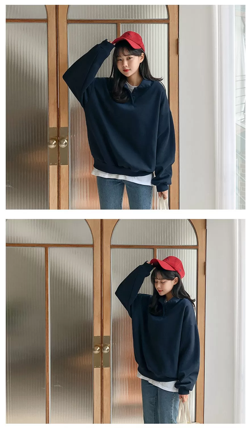 Casual Cozy Brushed Sweatshirts Long Sleeved Tops for Womens Warm Korean Kpop Style