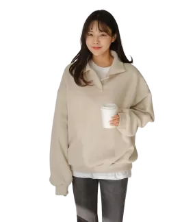 Casual Cozy Brushed Sweatshirts Long Sleeved Tops for Womens Warm Korean Kpop Style