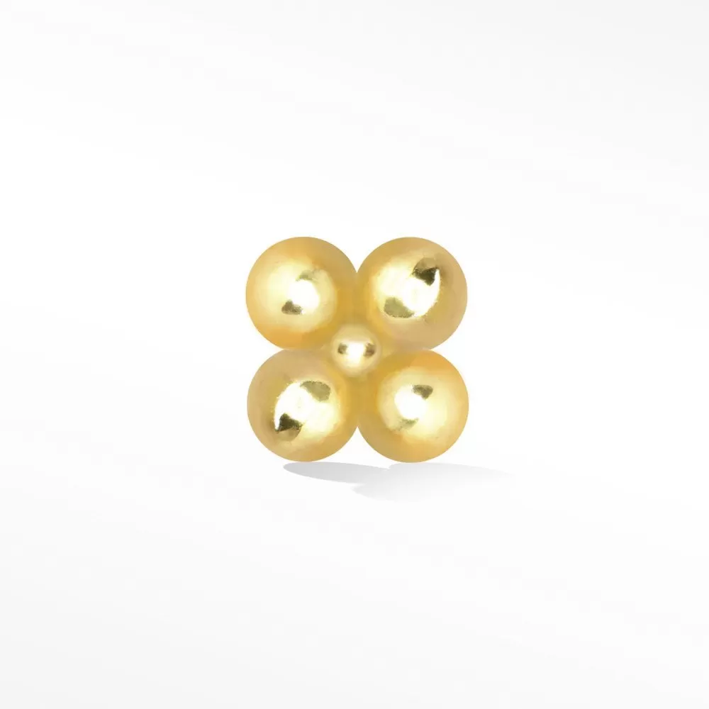 Clover Polish 18k Yellow Gold Flat Back Stud Earring