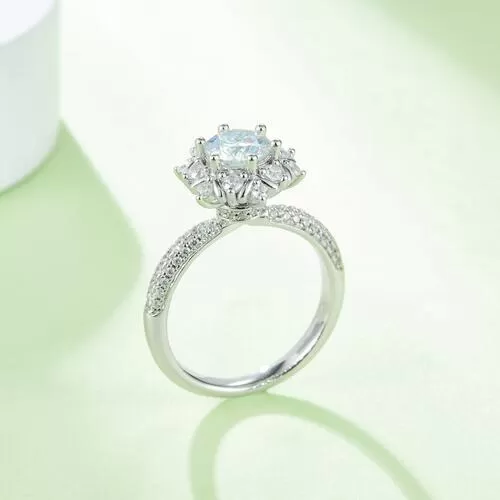 (Copy) 1 Carat Moissanite 925 Sterling Silver Flower Shape Ring