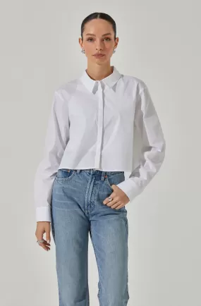 Cropped Tie Back Collared Shirt