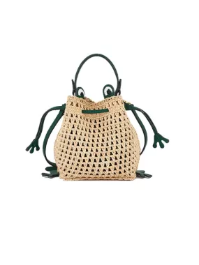 Cross Body Frog in Natural Raffia