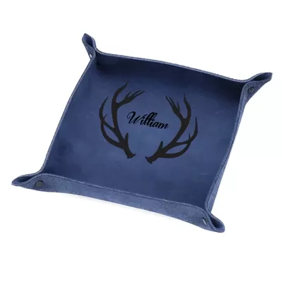 Custom Name Antlers Various Color Storage Tray PU leather Tray For Best Dad Father's Day Gift