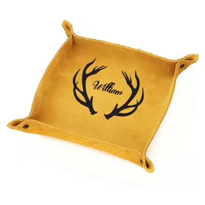 Custom Name Antlers Various Color Storage Tray PU leather Tray For Best Dad Father's Day Gift