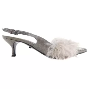 Dorothee Schumacher Grey Faux Fur Slingback Heels - USA 7.5