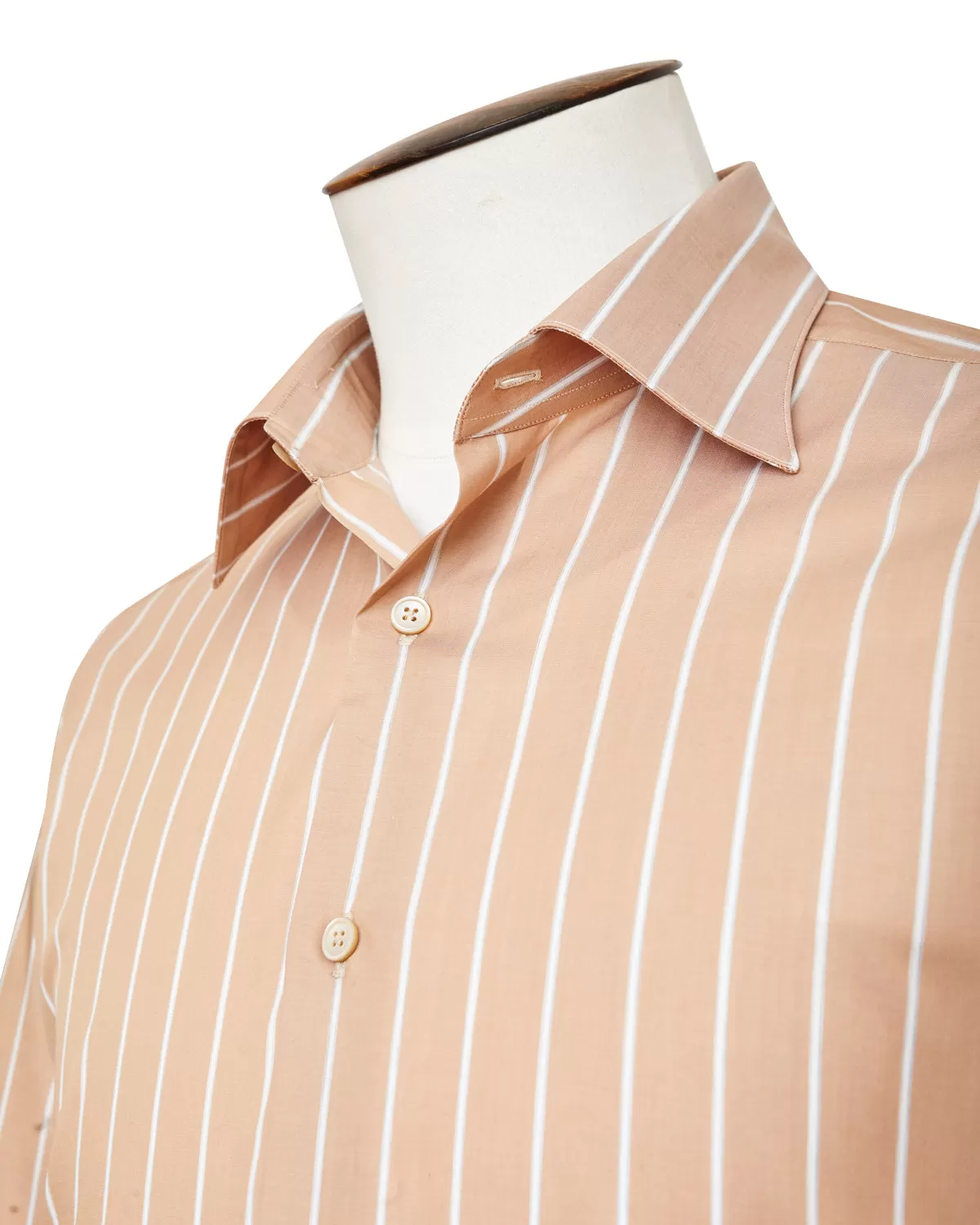 Ecru Wide Pinstripe Point Collar Shirt