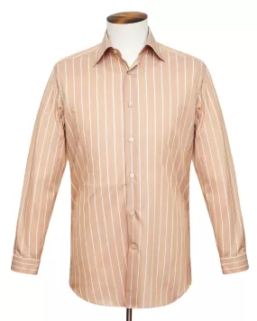 Ecru Wide Pinstripe Point Collar Shirt