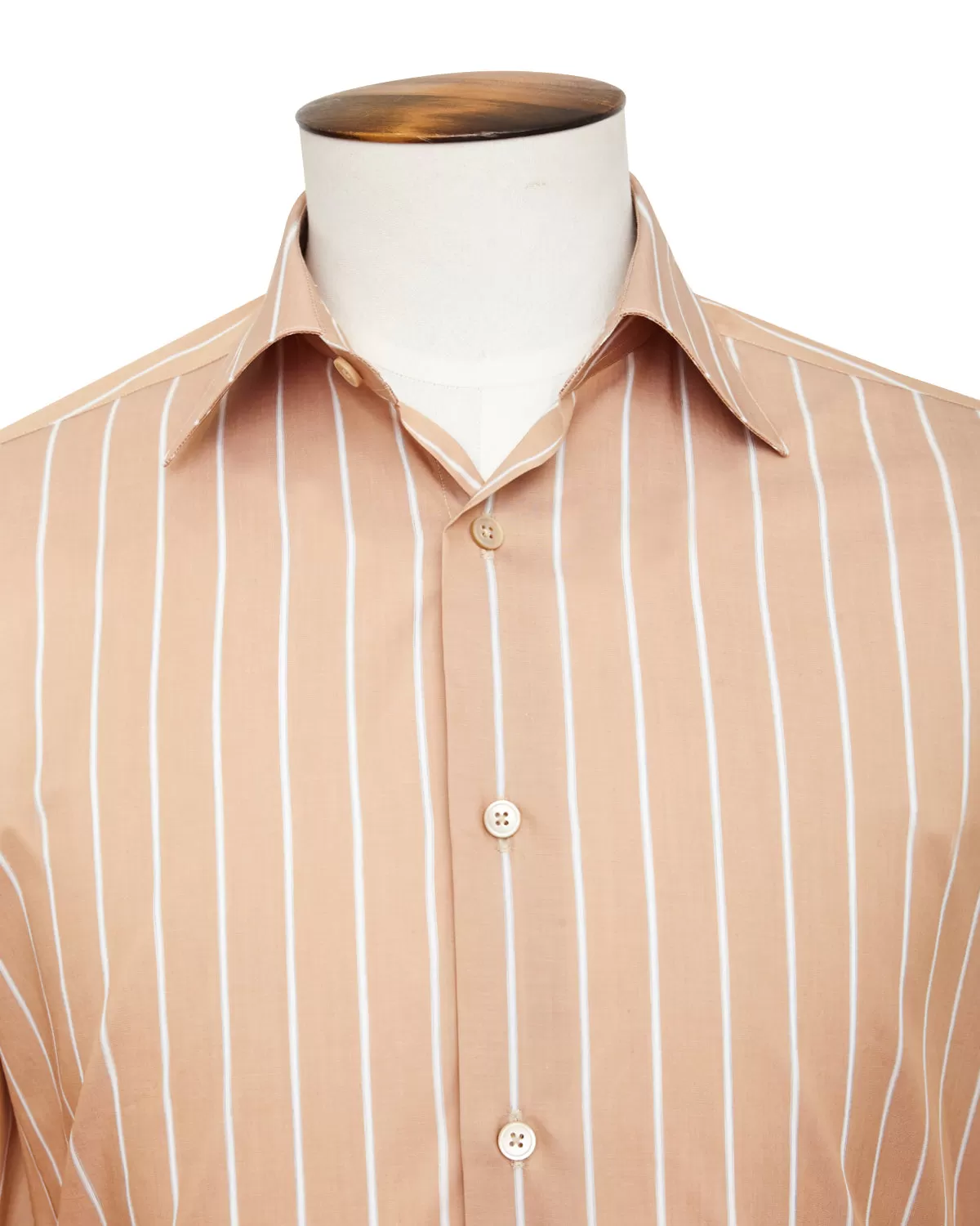 Ecru Wide Pinstripe Point Collar Shirt