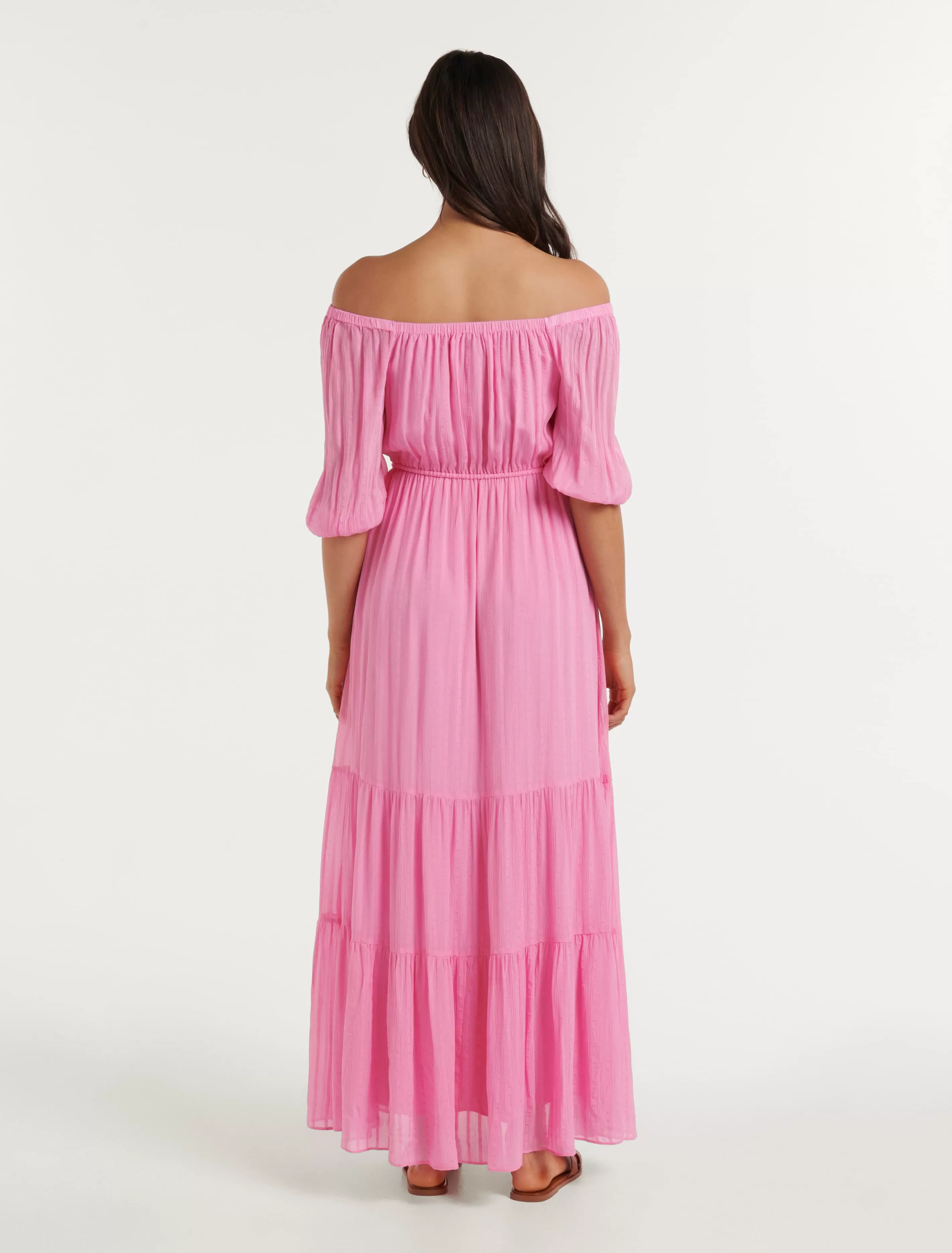 Elle Off Shoulder Tiered Midi Dress