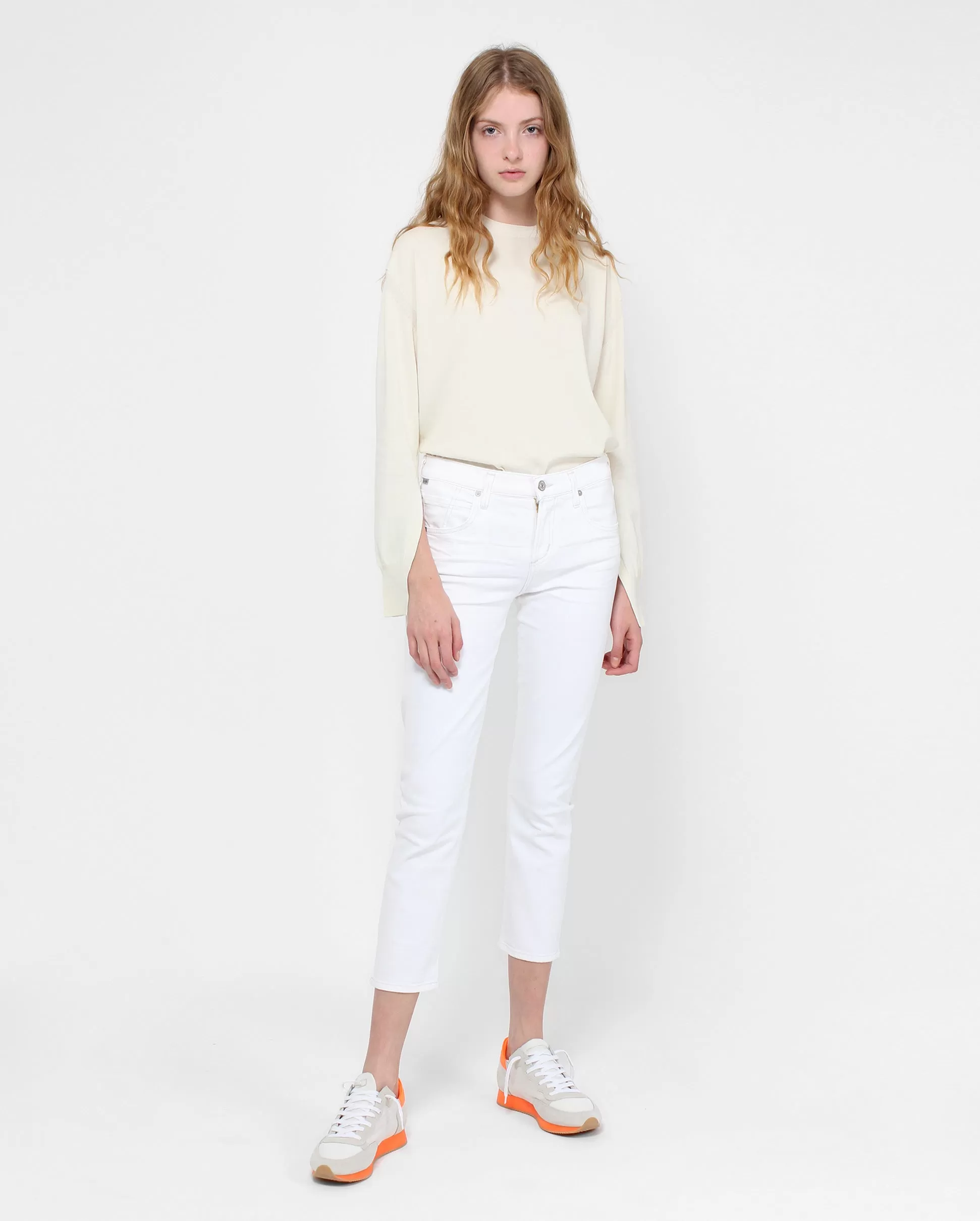 Elsa Mid Rise Slim Crop / Sea Salt